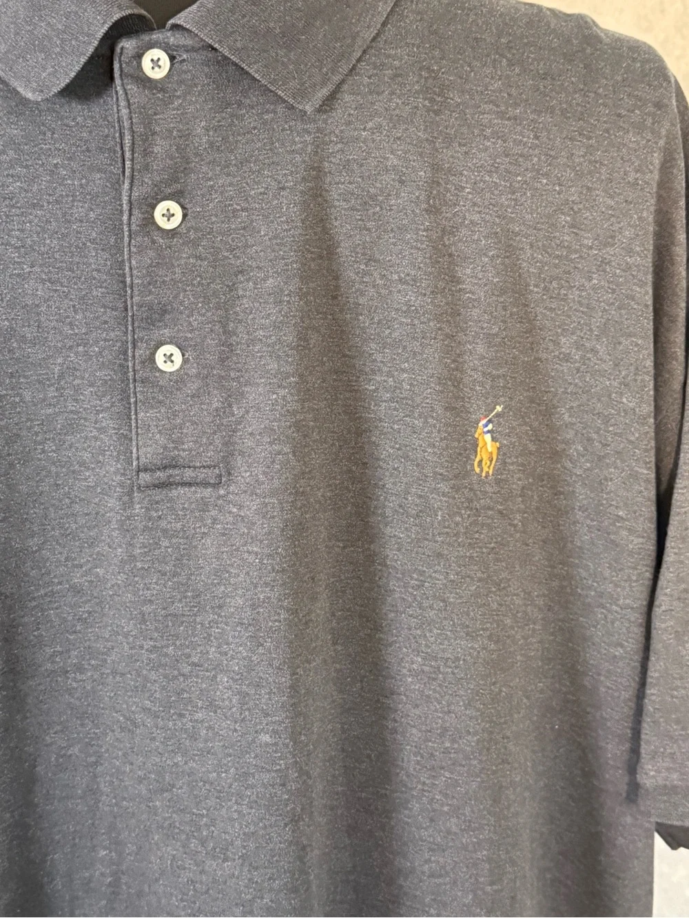 Men's Polo Shirt - Dark Blue/Gray with Embroidered Logo 4XLT